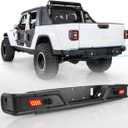 Rear Bumper Fit for Jeep 2019 2020 2021 2022 2023 Gladiator JT (2 Doors & 4 Doors), Full Width Back Bumper with LED Light & D-ring Shackles