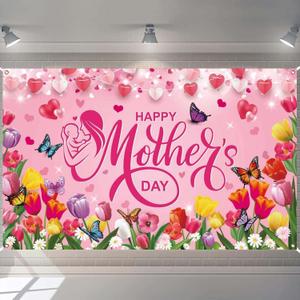 Happy Mothers Day Banner Large 70x43 Inch Mothers Day Party Decorations Indoor Outdoor Decor