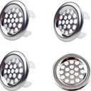4 Pack Sink Overflow Trim-Ring Stainless Steel Bathroom Kitchen Basin Hole Insert, Honeycomb Round Cap (Silver)