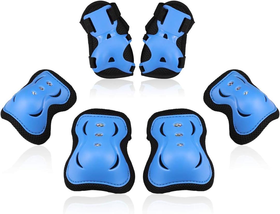 BOSONER Kids/Youth Knee Pad Elbow Pads Guards Protective Gear Set for Roller Skates Cycling BMX Bike Skateboard Inline Skatings Scooter Riding Sports (Medium(9-15 years), Black / Blue)