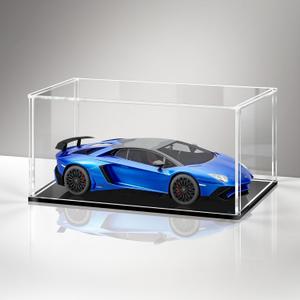 LASOA Acrylic Display Case  Display Box for Collectibles, Figures, Memorabilia, Clear Showcase with Black Base, Self-Assembly Display Container, 12x8x6inch