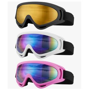 Ski Goggles, 3 Pack Snow Goggles for Men, Women, Kids & Youth, UV400 Protection for Skiing & Snowboarding
