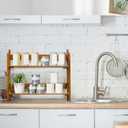 VaeFae Teak Wood Floating Shelves Bathroom, Foldable Wooden Rack Wall Mount, 2 Shelves