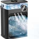 Portable Air Conditioners, 4 in 1 Evaporative Air Cooler with 1200ML Tank, Queit Cooling Fan with Remote Control, 2-8H Timer, 3 Modes & 8 LED Lights, Personal AC Unit for Bedroom, Office and Camping