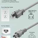 US 110V Power Cord Replacement for Portable Electric Kettle for Travel - Grey