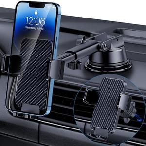 Phone Holder Car [Military Grade Suction Ultra Strong Base] Cell Phone Car Holder 3 in 1 Dashboard Windshield Air Vent Hands-Free for Garmin GPS iPhone Android