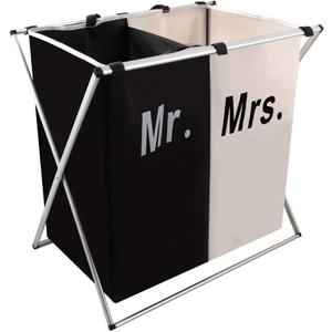 Nicesail Laundry Hamper 2 Section for Husband&Wife Parents or Couple, Clothes Basket Laundry Wedding Gift, Washing Storage Basket with Handle, Waterproof Bag Foldable Aluminum Frame Bathroom Bedroom