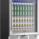 EUHOMY 24 Inch Beverage Refrigerator, 180 Can Built-in Beverage Cooler, Under Counter Beer Fridge with Glass Door for Soda, Water, - For Kitchen, Bar or Office