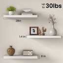 White Floating Shelves for Wall Set of 2, 28" White Floating Shelves for Home Decor, Rustic Wood Wall Mounted Shelf, Hanging Deep Shelf for Living Room, Bedroom, Bathroom, Kitchen, 27.5"L x 8"D