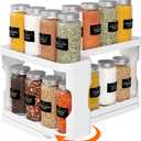 Lifewit Spice Rack Organizer for Cabinet, Slide & Rotate Spice Organizer, Double 3-tier Adjustable Shelves with Fence & Non-Skid Pad, Seasoning Medicine Organization, 9.2" H x 6.1" W x 11.4" D, White