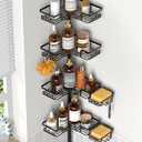 Tension Pole Shower Caddy 5x Stability, Adjustable Floor to Ceiling Shower Organizer, Standing Shower Tension Rod Shelves, 4 Tier Storage Shelves with 2 Soap Holders/Hanging or Adhesive, 25in-114in