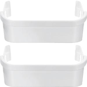 PartsBroz 240351601 Freezer Door Shelf Bin (2-Pack) for Frigidaire Freezer Door Shelf Replacement, Kenmore, Westinghouse Refrigerator Freezer White Bottom Lower Side Shelves AP2115974 PS430027