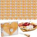Patelai 50 Set Bridal Baby Shower Favor Heart Cheese Board with Knife, Wood Mini Charcuterie Board Thank You Gift Box for Guest Bridal Baby Shower Prize Wedding Valentines Birthday (Bamboo Color)