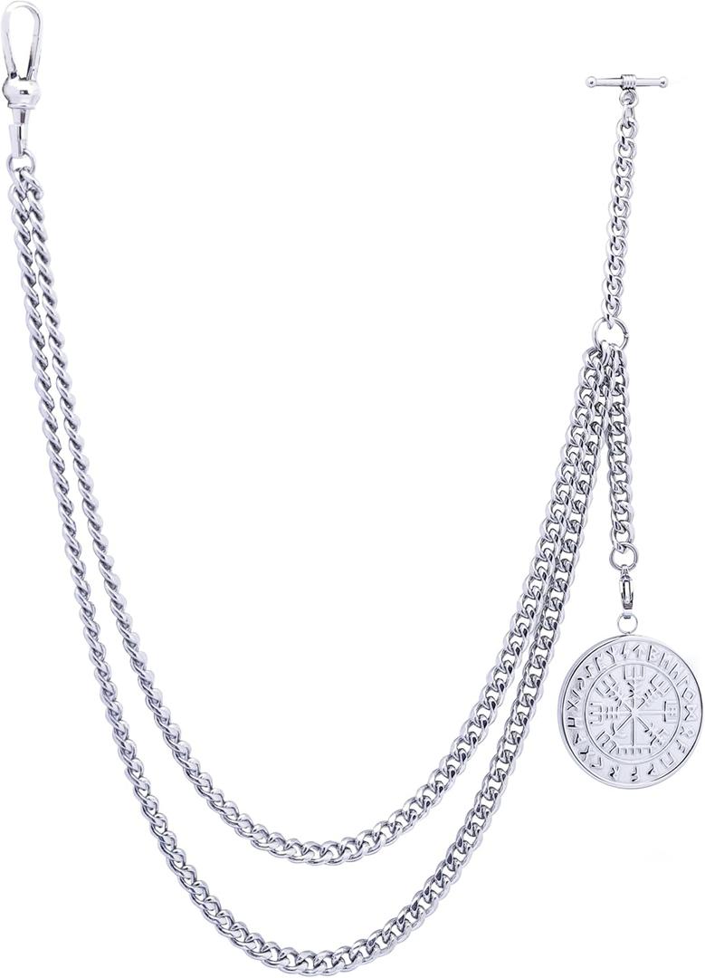 Pocket Watch ChainWatch Chain Men, Double-Layer Design, With Two Hooks, Halloween, Thanksgiving And Christmas Vests And Formal Clothes Accessories