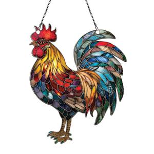 Rooster Ornament Acrylic Window Hanging, Gift for Rooster Lovers, Home Wall Room Hanging Decor, Christmas Decorations
