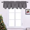 NICETOWN Blackout Curtains Valances - 52 inches by 18 inches Pole Pocket Short Window Treatment Tiers Short Small Curtain Panels for Kitchen/Living Room/Bedroom/Home Theater/Office, Grey (2-Packs)