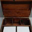 SENSUNIQ Large Wooden Box, Locked Storage Decorative Box with Combination Lock, Wood Lock Box with Lid, Wooden Locked Storage Box with Removable Tray and Jars (Black Box Set)