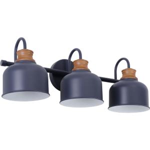 3-Light Vanity Light Fixture – Industrial Dark Blue Wall Sconce with Metal Shades, Ideal for Bathroom, Bedroom, Kitchen, Living Room, and Hallway