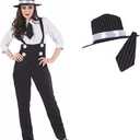 fun shack 20s Mobster Costume for Women, 1920s Gangster Outfit, Halloween Gangster Costume for Women, Vintage Style, X-Large