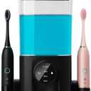 J.C&T Mouthwash Dispenser for Bathroom, 650ML(22 Fl Oz) Smart Mouthwash Dispensers Toothbrush Holders Wall Mounted,Wall Mounted/Countertop Automatic Mouthwash Dispenser for All Age Groups,Black