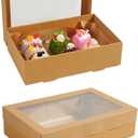 10 Pack Bakery Boxes with Window, 11.8x7.87x3.15 Inch Large Cookie Boxes, Cardboard Pastry Boxes, Take out Containers for Baking Pies, Cakes, Muffins and Pastries (S)