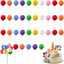 Sieral 40 Pcs Mini Balloon Cake Toppers Colorful Rainbow Cake Topper Round Clay Balls Cupcake Toppers for Birthday Baby Shower Wedding Party Decorations(Rainbow Color)