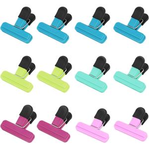 TACGEA Chip Clips, 12 Pack Food Clips, Bag Clips for Food Storage with Air Tight Seal Grip (3''x2.5'')