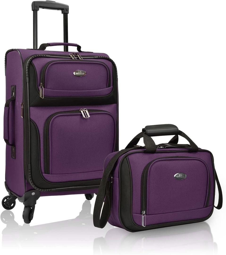 U.S. Traveler Rio Carry-on Luggage, Lightweight Softside Suitcase, Rolling 20" Carry On Luggage (4 Wheel Set)