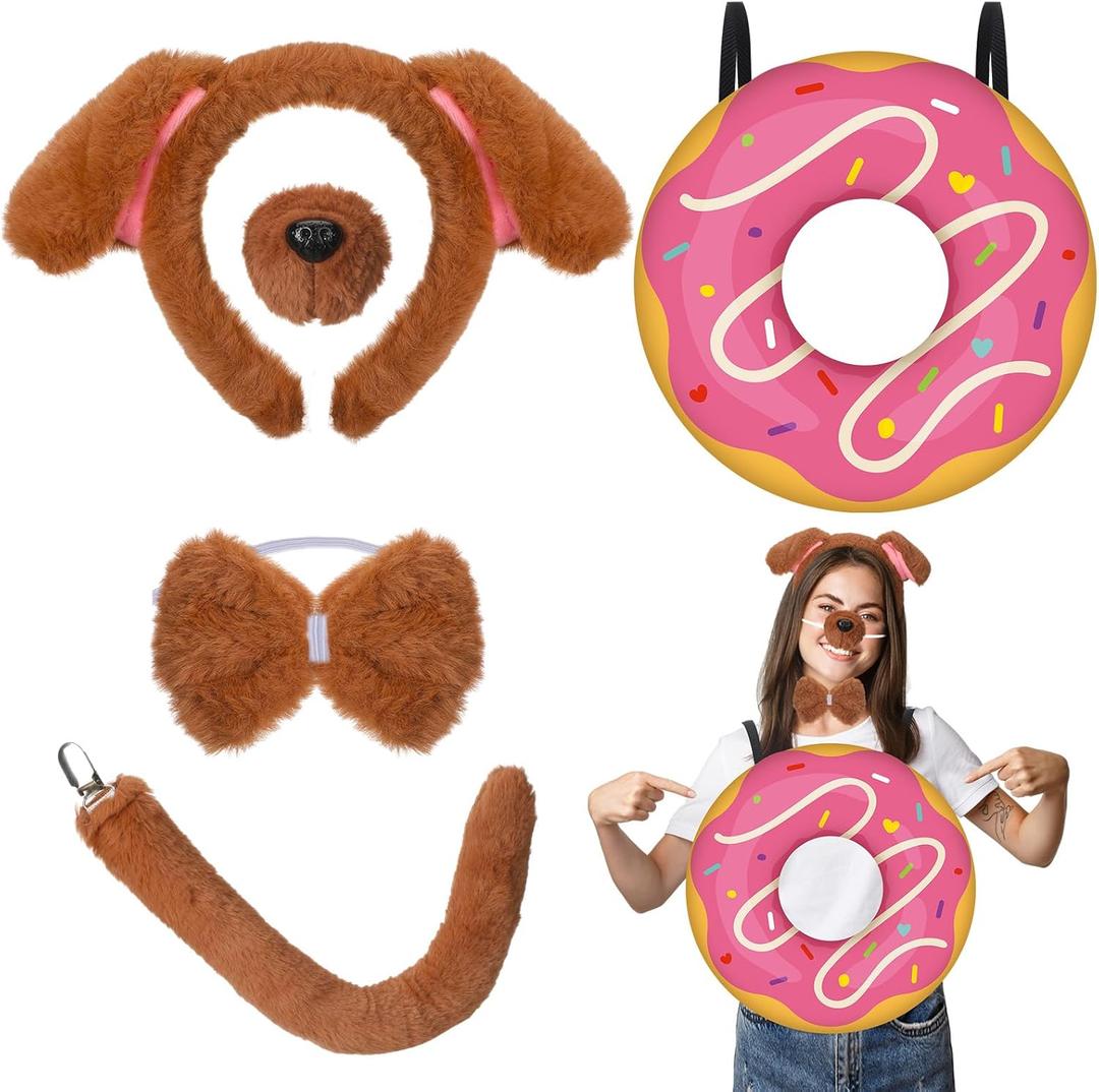Book Story Character Costume Set Mouse/Dog/Cat/Pig & Cookie/Donut/Cupcake/Pancake Dress up Accessories for Adult
