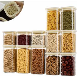 12-Pack Square Glass Pantry Storage Containers with Glass Lids, 25oz x 3 + 40oz x 6 + 53oz x 3