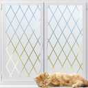 LUTE Frosted Glass Window Privacy Film, Static Cling Non-Adhesive Heat Control Window Cover, Removable Decorative Frosting Decals for Home Office, Lattice Pattern, 17.5" x 78.7"