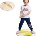 Wooden Balance Board With Crossed Base Balance Kids Rocking Seesaw Balance Board Sensory Training Rocking Board Balance Training Equipment Indoor Outdoor (Round)