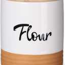 LEETOYI Ceramic Food Storage Containers with Lid, 31oz Farmhouse Kitchen Decor, Countertop Food Storage Caddy Organizer 4.5 Inch (Labeled Flour)