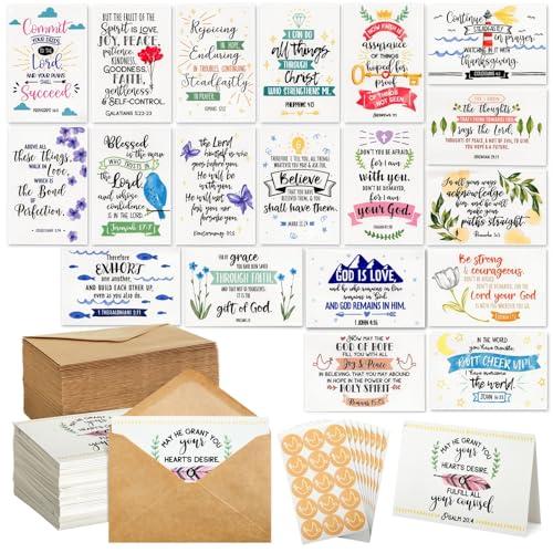 Faithful Finds 120 Pack Christian Greeting Cards Bulk with Envelopes, Religious Encouragement Scripture, 20 Inspirational Bible Verse Designs (4x6 In)