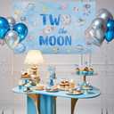 Two The Moon Birthday Backdrop Blue Out Space Man Galaxy Rocket Astronaut Planet Moon Theme Baby Boy 2nd Birthday Photography Background Party Decorations Photo Booth Props