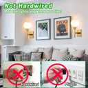 Battery Operated RGB Color Changing Rechargeable Wall Sconce Set of 2, Glass Globe, Up to 50 Hours Use, No Wiring for Bedroom Living Room (Color : Brass)