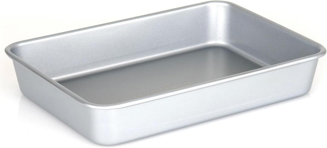 Viking Premium 13 x 9-Inch Nonstick Ceramic Roasting Pan, Made without PFAS, Heavy Gauge Aluminized Steel Baking Pan Sheet with Reinforced Iron Frame, Even Heating Cookware, Oven Safe to 475F, Silver