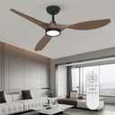 Roomratv Ceiling Fans with Lights and Remote, Ceiling Fan 52 Inch Black Walnut Color Quiet DC Motor 3 CCT Memory Modern Large Airflow Noiseless Reversible 6 Speeds 3 Timers Indoor for Farmhouse (52IN-Downroad Mount)