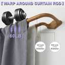 Brown Wood Grain Gold Double Curtain Rods For Windows 36-72 Inch,Heavy Duty Double Curtain Rod with Aluminum Finials and Bracket,Adjustable Double Rods For Blackout Or Room Darkening Panels