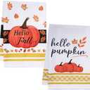 UAUOCU Fall Decorations for Home, 2 PCS Kitchen Towels Decor Set for Dish Drying Bathroom Hand Tea Towel Autumn Holiday Pumpkins Thanksgiving Decorations Indoor Thanks Giving Day Halloween packof2