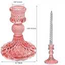 Simeitol Glass Candle Holder Set of 12, Pink Taper Candle Holders Bulk, Vintage Candlestick Holders, Candle Stick Holder for Table Centerpieces, Wedding & Mother's Day