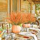 36 Pcs Artificial Fall Flowers Outdoor, UV Resistant Fake Lavender Flowers Faux Plastic Fall Plants Shrubs Bushes for Indoor Outside Planters Porch Window Box Patio Home DecorOrange