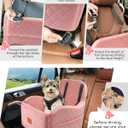 Lealchum Dog Booster Car Seat for Small/Medium Dogs,Soft Puppy Portable Car Seat with Elevated Cushion,Fits in Front/Back Seat,Fully Detachable and Washable,Easy to Install (Pink, Medium)