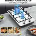 Gas Cooktop 2 Burner Propane Cooktop, Stainless Steel Propane Stove 12 inch, Bulit-in Gas Stove Top with Thermocouple Protection, Lpg/Ng Dual Fuel Drop-in Stove for Apartments, Outdoor, Rvs