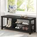 EXCEFUR Shoe Bench, Rustic Wooden Storage Bench for Entryway Hallway, Industrial Indoor Shoe Rack Bench Seat for Living Room Bedroom, 43.3 Inch Black