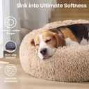 JOLLYVOGUE Calming Dog Beds Extra Large Sized Dog, 45in Donut Washable Large Pet Bed, Anti-Slip & Anti-Anxiety Fluffy Faux Fur Round Dogs Bed, Fits up to 125 lbs Pets (Pinkish Camel)
