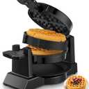Waffle Maker, 1400W Double Belgian Waffle Iron 180 Flip, 8 Slices in 3 Mins, Rotating & Nonstick Plates, Anti-Scald, Removable Drip Tray Easy to Clean, Cool Touch Handle, Space-Saving Storage(Black)