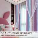XiDi Curtains for Girls Bedroom, Blackout for Kids Room, Colorful Rainbow Design, Unicorn Wall Decor Pink Ombre Curtains, Purple Princess Room 72 Inches Long 34 Wide 2 Panel Sets Pink Purple