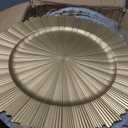 Mifoci 100 Pcs Champagne Gold Charger Plates Bulk 13 Inch Plastic Round Chargers Fluted Edge Dinner Plate Wedding Decoration for Table Setting Wedding Party Event Tabletop, about 13 x 0.8 inches