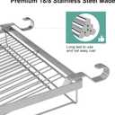 TQVAI Over Sink Dish Drainer Drying Rack, Stainless Steel Foldable Wall Mounted Dish Racks with Drainboard Hanging Rod and Sponge Holder, Silver
